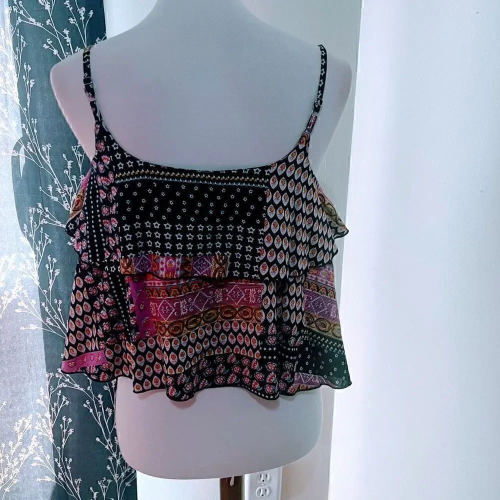 Anthropologie | Anthro Raga Avah Patterned Tiered Crop Cami Tank Top SZ X-Small - Picture 3 of 5